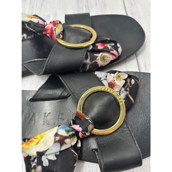 Women's Ted Baker Sandals Size 38 Black Floral - Picture 7 of 11